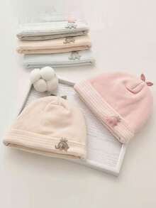 Gorro de 0 a 6 meses para recién nacidos e infantes, gorros de bebé suaves, gruesos y elásticos, adecuados para niñas y niños como accesorio - Multicolor - Ver 5