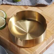 Stainless Steel Round Ashtray - 3.15/3.93/4.72 Inch Round (Silver/Gold), Portable - Suitable For Home, Hotel, Restaurant, Indoor, Outdoor