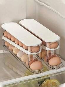 Egg Storage Box For Side Of Refrigerator - Space-Saving Rolling Storage Container, Durable Plastic, Battery-Free Design, Stackable Kitchen Accessory, Holds Up To 12 Eggs - Egg Carton - View 5