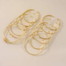 13-12-11-7-6-5pcs Set Fashionable Textured Heart-Shaped Metal Bangle Bracelets For Women, Bohemian Style Adjustable Stacking Bangles Suitable For Daily Life And Party Wear, Ideal Gift For Friends And Family Holiday