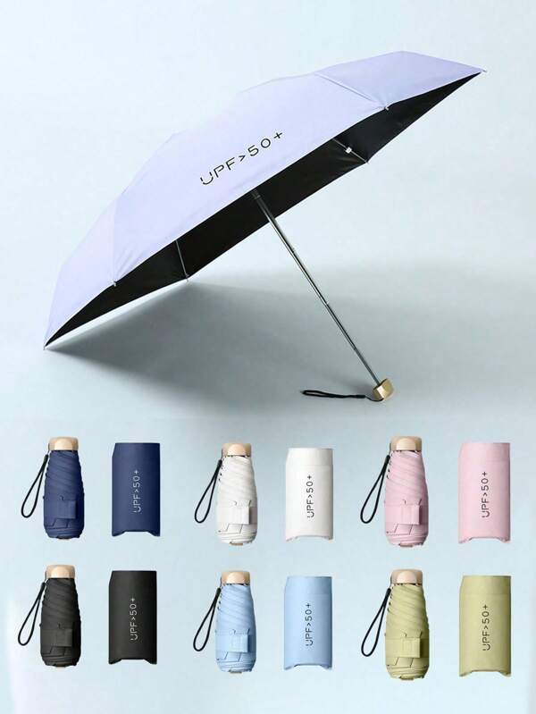 19 cm/7,5 po Parapluie pliant mini, parasol portable pour l'extérieur, parapluie de protection UV avec sac de rangement, produits de protection solaire, 6 baleines + revêtement solaire noir épaissi, indispensable pour les voyages, très adapté pour l'extérieur, les voyages, la protection solaire estivale, parapluie, résistant au vent et imperméable