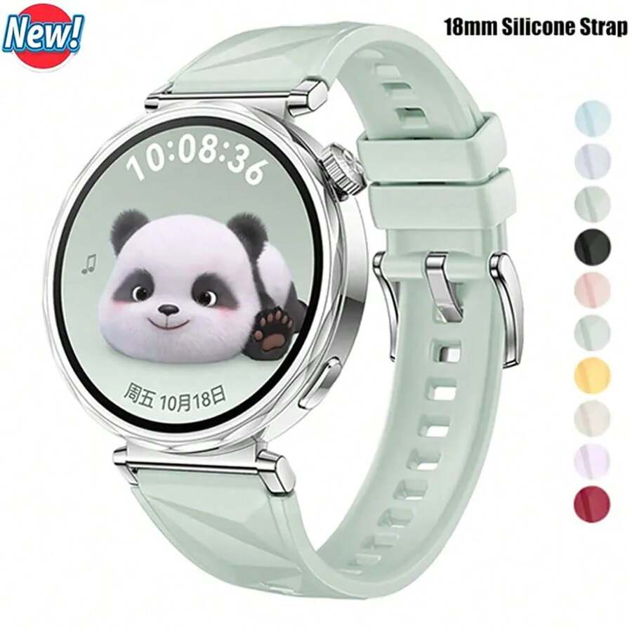 18mm Women Silicone Watchband Compatible With Huawei Watch GT5 41mm GT5 Pro 42mm Sport Strap Replacement Compatible With Huawei Watch GT4 41mm Breathable Wristband - 18mm - View 1