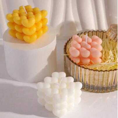 1支/9支装手工立方体心形香氛蜡烛，浪漫独特的男士礼物，适合父亲节、圣诞节、情人节、周年纪念日、生日等场合，薰衣草香型大豆蜡烛，情人节礼物