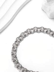 1 pieza Pulsera de plata de ley 925 única, elegante y sencilla adornada con doble eslabón, pulsera de encanto DIY para mujeres, regalo de joyería fina