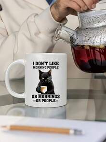 1pc Creative Cute 11oz 330ml Ceramic Cup, Wide Mouth Coffee Cup, Suitable For Outdoor Camping, Picnicking, Travel,Reusable,Birthdays & Holidays, Hand Wash Only,Coffee Bar Accessories, Back To School,Summer Water Bottles,Suitable For Both Cold And Hot Drinks, Perfect Father's Day Gift For Coffee Or Tea, Tea Mug