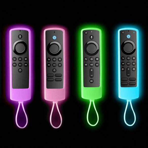 4 paquetes de estuche protector para el control remoto Roku - Compatible con TV Roku de /Hisense y Sharp | Brilla en la oscuridad