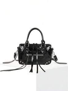 1pc Women's Motorcycle Shaped Pillow Bag, Fashion Portable Pink Shoulder Crossbody Bag, 2025 New Arrival, Odor Removal Instructions: Place In A Ventilated Area For 1-3 Days To Dissipate Material Odor. - Black - View 7