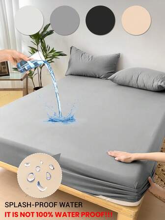1件防水床笠，床上用品，床垫罩，灰色床垫保护套，卧室床上用品，适用于单人床、双人床、特大号床、大号床，防尘保护（不含枕头和枕套）