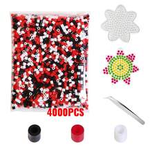 2400 pezzi Kit fai da te per creare perline a fusione, 24 colori vivaci di perline da fondere, con tavoletta, carta da stiro e pinzette - Set regalo creativo per compleanni (perline da 5mm) - Fagioli - Visualizzare 19
