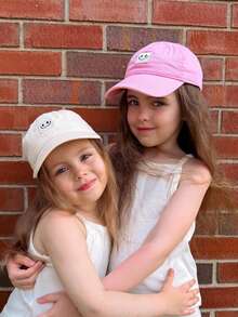 1PC Kids Adjustable Baseball Cap Smiling Face Embroidery For Boys Girls Toddler Summer Outdoor Sports Sun Protection Fashion Accessories