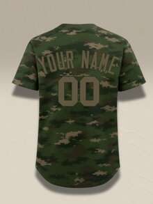Customizable Name And Number Men's Baseball Jersey Camouflage Printed Leisure Outdoor Sports Customized XS-2XL