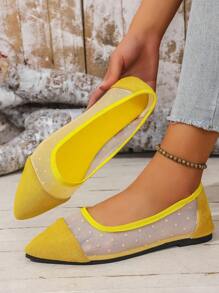 Women's Breathable Mesh Pointed-Toe Loafers With Color Block, Comfortable Minimalist Modern Stylish Casual Outdoor Versatile Flat Shoes (Size Runs Small, Suggest Ordering One Size Up)