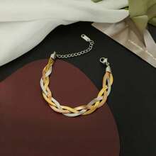 1 pièce Bracelet en acier inoxydable plaqué or fait à la main, accessoire minimaliste pour l'été