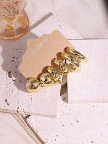 2 件/18 件金色几何独特耳环，优雅女士耳环 - 水滴C形耳環 - 查看 8