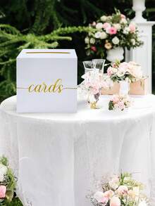 1 件优雅的白色金箔卡盒，带插槽的铂金婚礼卡盒，完美的婚礼礼物，婴儿洗礼，婚礼现金盒架，婴儿洗礼，周年纪念，生日派对，毕业典礼桌中心装饰，婚礼装饰，装饰中心装饰，房间装饰，派对上新娘最喜爱的，夏季礼物海滩用品 - 白金 - 查看 7