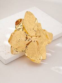 1pc Gold Floral Luxury Brooch Pin, Vintage Style Versatile Jewelry For Women, Party/Wedding Accessory - Yellow Gold - View 3