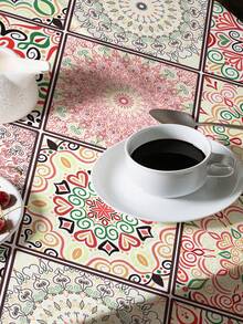 1 Stück Bohemien bedruckte Tischdecke, moderne rechteckige/runde wasserdichte Tischdecke aus Polyester, Digitaldruck, geeignet für Wohnzimmer, Zuhause, Outdoor-Dining, Kleiner Rundetisch