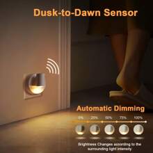 Veilleuse LED rotative à 360°, avec capteur intelligent, capteur crépuscule à l'aube, 2700K 0,5W blanc chaud, veilleuse à fiche unique pour couloir, chambre, nurserie, cuisine, escaliers