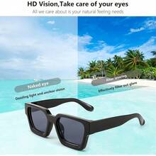 FEISEDY Retro 90s Square  For Women Men Fashion Rectangular  With  Protection B2385 - 001 Black | Gray Lens - View 6