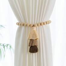 1/2 piezas Sujetacortinas con borlas de 3 colores, decoración con borlas de estilo bohemio con diseño de cuentas de madera, adecuado para decoración del hogar, a juego con cortinas, arreglo del hogar