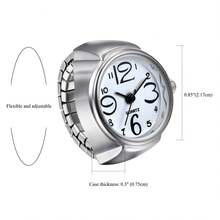 JEWELRYWE Mini Creative Colorful Multiple Styles Can Be Combined And Matched Freely Digital Funky Elastic Stainless Steel Strap Mood Watch Rings Gift Clock Watch For Women Multi Fingers Every Days Of The Week Wear Match For Couples Ring Jewelry - White - View 4