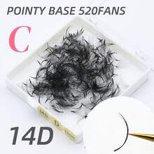 520 Kipas Per Kotak Ketebalan 0,05mm Kipas Lepas Siap Pakai 10D/12D/14D/16D/18D/20D Bulu Mata Kipas Siap Pakai 8-15MM Dalam Lengkungan C Untuk Ekstensi Bulu Mata - C - View 39