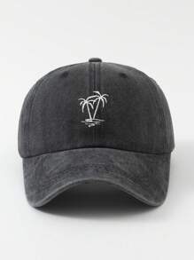 Șapcă de baseball unisex cu broderie din copac de cocos spălată, stil Y2K, 1 buc., pălărie cu protecție solară pentru exterior, potrivită pentru sporturi în aer liber, naveta zilnică