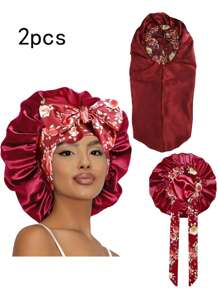 1/2/3 Stücke Elastische Satinsatin Schlafmütze/Make-up-Duschhaube/Tägliche Haarkappe für Frauen, Seide Satinkappe
