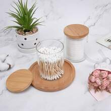 4 Pack Glass Qtip Holder Dispenser Set - Apothecary Jars With Lids For Vanity Makeup Organizer - Bathroom Canister Storage Organizer For Cotton Ball,Swab,Round Pads,Floss - 2PCS - View 7
