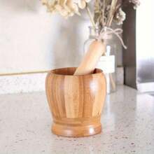 Bamboo Garlic Press Herb Grinder Spice Crusher Kitchen Tool For Garlic Ginger