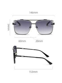 1pc Men's Ombre Gray Double-Beam Glasses, European And American Street Style, Fashionable And Versatile Glasses Suitable For Outdoor Gatherings, Fashion Photo Props, Decorative Glasses, Daily Fashion Accessories, Perfect Gift For Birthday, Holiday, Party, Christmas Back To School Fashionable Preppy School Look