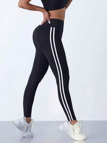 3条装女士高腰瑜伽裤，高弹力蜜桃臀紧身裤，吸湿排汗修身运动打底裤，适合户外、骑行、跑步、塑形，九分印花春季款 - 彩色 - 查看 6