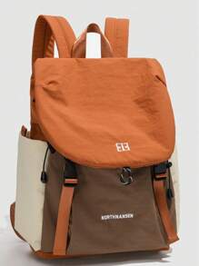Casual Contrast Color Letter Women Backpack Large Capacity Ladies Fashion Backpack For Travel, Vacation, University Students