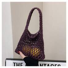 Stylish Hand-Woven Handbag With Exquisite Single Strap Mesh Design,Stylish Hand-Woven Handbag With Exquisite Single Strap Mesh Design, Perfect For Beach Vacations Or Summer Trips, Light And Breathable, Showing A Natural Casual Style