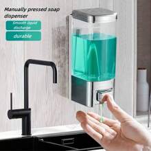 ABS 500ML Hotel Bathroom Wall Mounted Manual Double Headed Soap Dispenser Without Punching Holes, Shower Gel Bottle For Soap Dispenser, Hand Soap Dispenser
