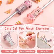 OT-NVWOZR 6-teiliges süßes Schreibwarenset mit Katzenpfoten, 2 einziehbare Radiergummis & 2 Bleistiftspitzer & 2 Kawaii-Haftnotizen, rosa Radiergummi-Spitzer in Katzenform für Schülerinnen, Mädchen, Schule, Büro