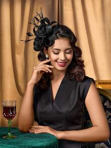 1Pc Fascinator Hats For Women - Tea Party Hats Fascinators Kentucky Headband Derby Hat Wedding Feathers Ribbon Headwear, Tiny Hats, Mini Fascinator, Mini Top Hat , Mini Cap, Head Piece, Rave Accessories, Gifts