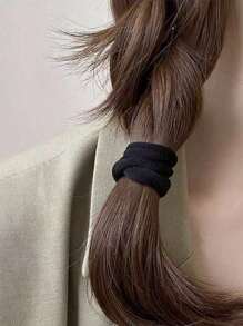 Set de 100 piezas Bandas elásticas sencillas de color negro básico de 4 cm para mujeres y niñas, accesorios para el cabello, sujetadores de coleta, ligas para el cabello, accesorios para el cabello