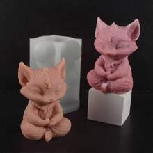 1pc Fox Shape 3D Candle Mold For Meditation, Silicone Plaster Craft Painting Figurine DIY Mold
