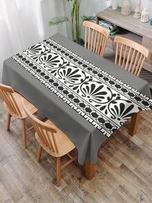 1pc Floral Retro Printed Tablecloth, Modern Polyester Rectangular/Round Waterproof Tablecloth, Digital Retro Printing Design Suitable For Living Room, Outdoor Dinner Table, Small Round Table - Multicolor - View 15