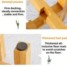 1pc Rustic Wooden Plant Stand With Bamboo Tray, Multi-Purpose Succulent & Flower Pot Holder, Painted Finish, No Assembly Required, Garden & Lawn Decor