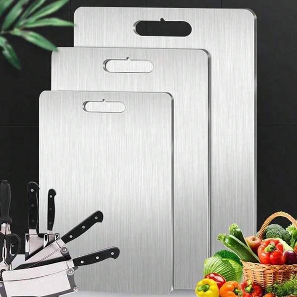 1pc Stainless Steel Panel And Chopping Board Kitchen Household Thickened Double Sided Cutting Board Block Kneading Dough Board