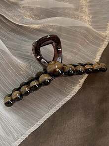 1个优雅时尚的咖啡色发爪夹，适合日常、通勤、休闲、约会、外出、春夏穿搭，时尚发夹，优雅发饰