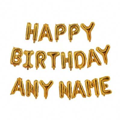 Personalize Custom HAPPY BIRTHDAY Balloons Gold Letter Banner Bunting Party Decoration Balloons Foil Self-InflatingDefault Golden Balloon