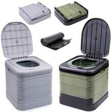 24L PORTABLE FOLDING CAMPING TOILET COMPACT POTTY LOO CARAVAN PICNIC FISHING - Grey - View 1