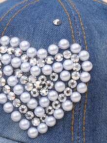 1 pieza Gorra de béisbol de niños con detalles de rhinestone en forma de estrella en denim, visera de sol casual para vacaciones de verano, ideal para actividades al aire libre - Azul - Ver 3