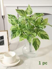 1 件/3 件人造植物，绿叶，7 个叉，63 片叶子，人造热带植物假绿萝叶塑料花卉小爬藤植物壁挂材料适用于办公室桌面室内酒店装饰，无需花盆，人造绿植，PP 材料，PE 材料，绿色，人造植物，人造花，仿真植物，绿色装饰品，多年生装饰品 - 彩色 - 查看 5