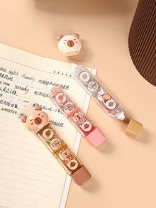 TWINGO 1 Pc Capybara Correction Tape, Featuring A Cute Animal Design, Is A Press-Type Roller Tape Pen, Perfect For All Kinds Of Writing Pages. This Creative Cartoon Correction Tape Is An Ideal Gift For Boys, Girls, And Teachers. - Multicolor - View 3