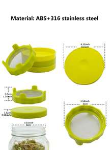 1pc Green Plastic & Stainless Steel Sprouting Lid Bean Sprouts Jar Filter - White - View 10
