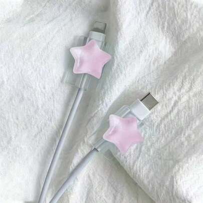 Star/Bowknot Protective Case Compatible With Iphone Anti-Breaking Data Cable